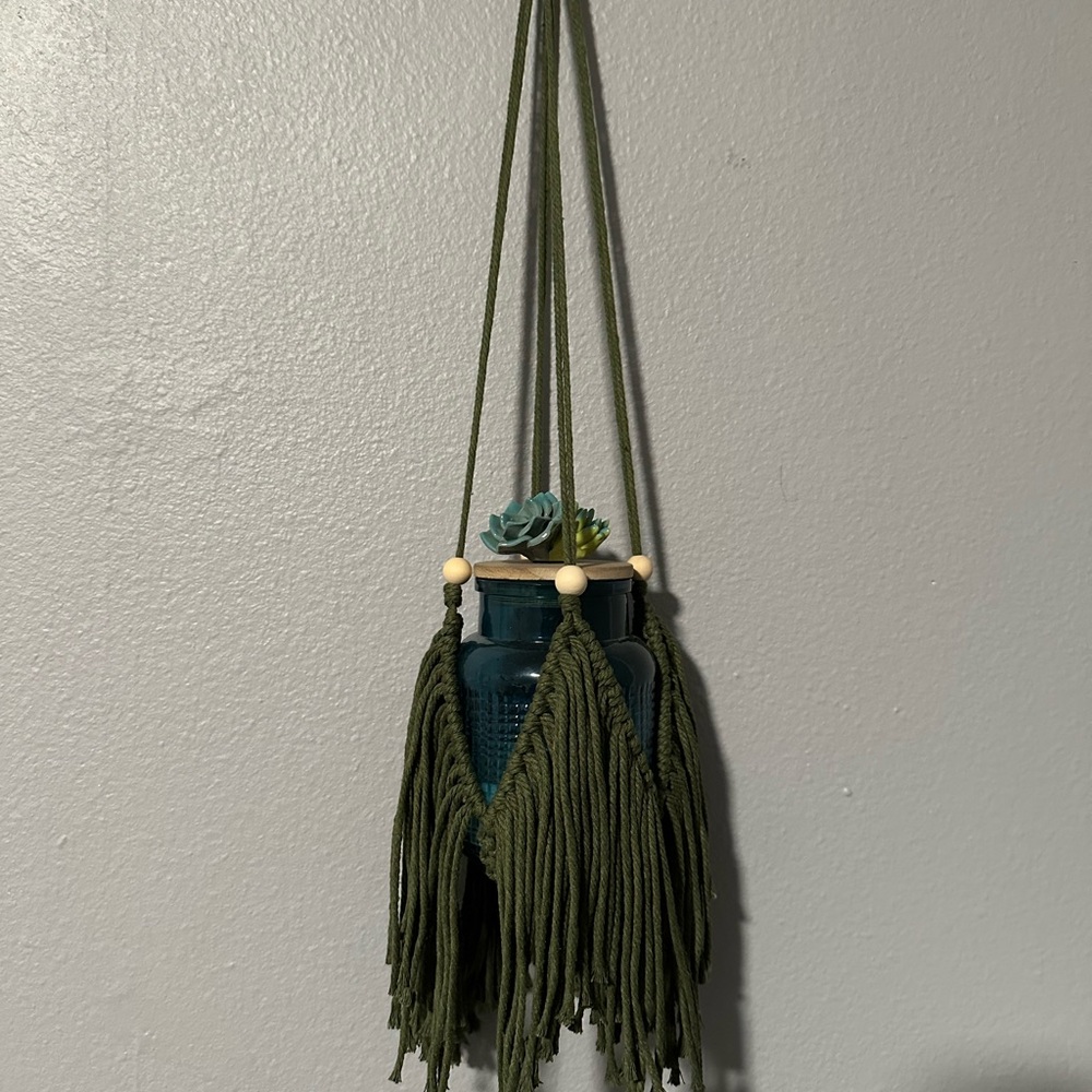 Green Macrame Plant Hanger